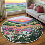Scenic Vista Round Mat Rug - washable non-slip printed rug