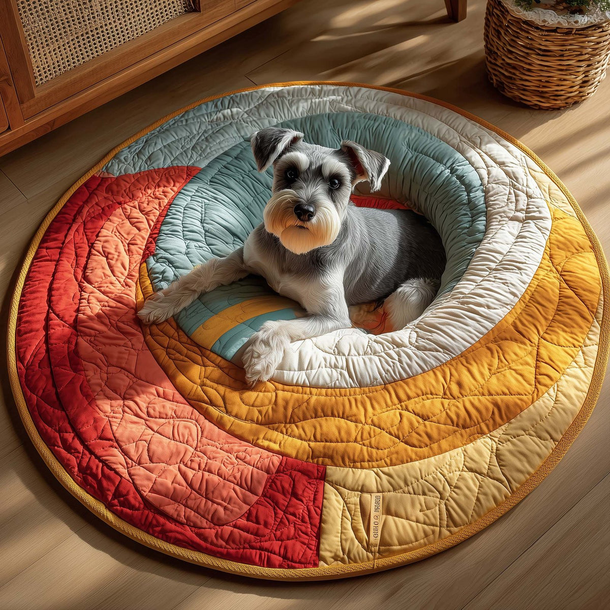 Schnauzer Round Mat Rug - washable non-slip printed rug