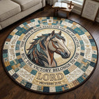 Scripture Stallion Round Mat Rug - washable non-slip printed rug