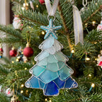 Ombre Blue Starfish Tree Christmas Ornament