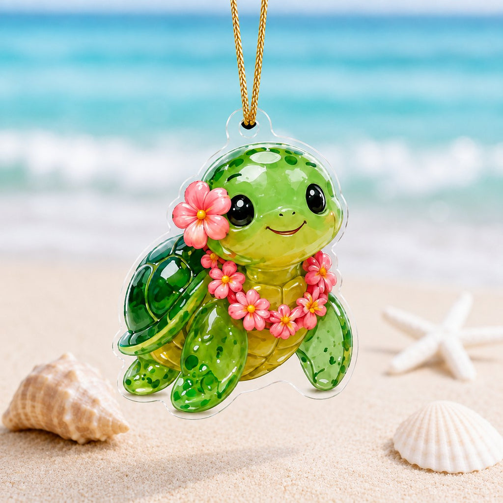 Sea Turtle Flower Adorable Christmas Ornament
