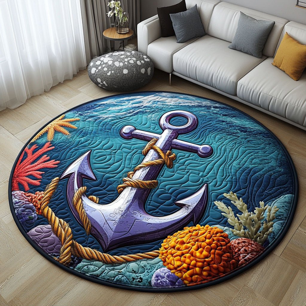 Sea Anchor Charm Round Mat Rug - Nature Design | Serene Home Decor