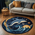 Sea Breeze Round Mat Rug - washable non-slip printed rug
