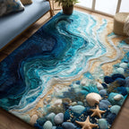 Sea Gems area rug in a living room