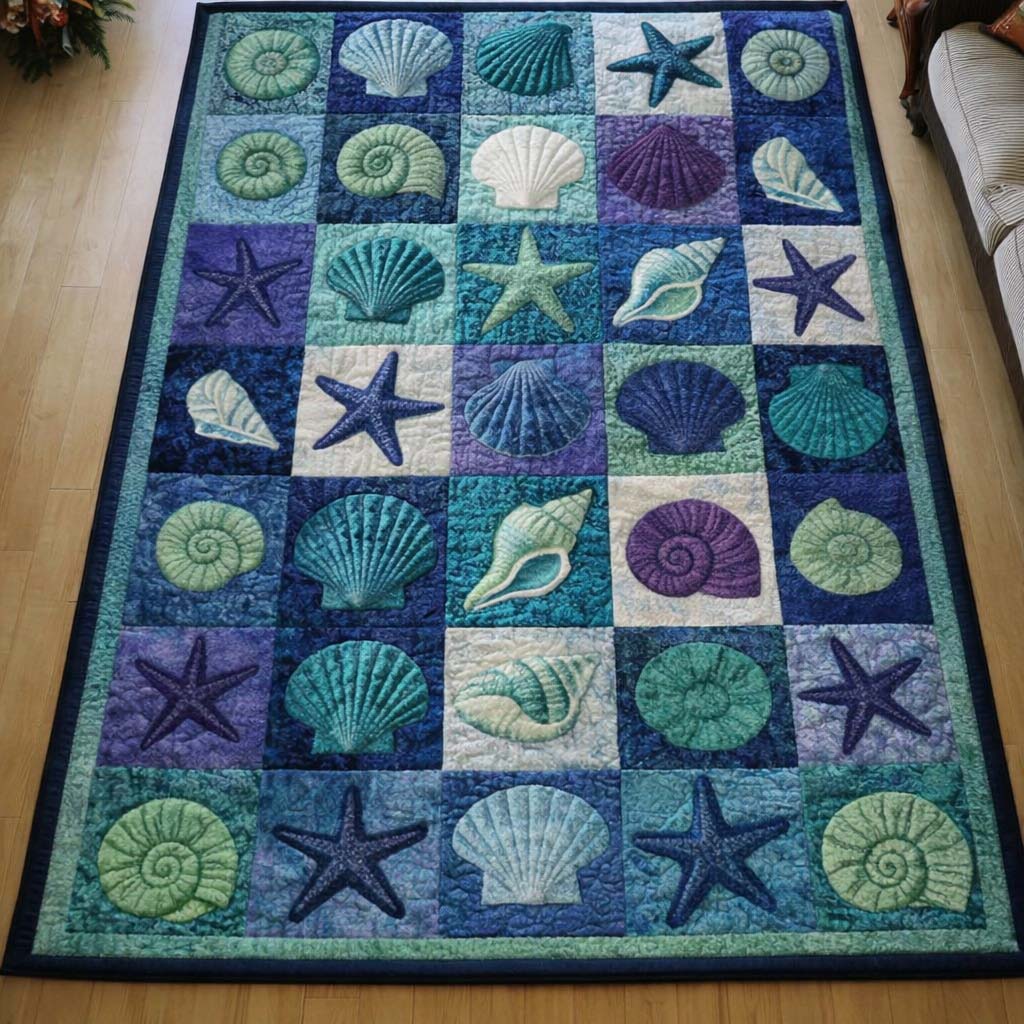 Sea Gems area rug in a living room