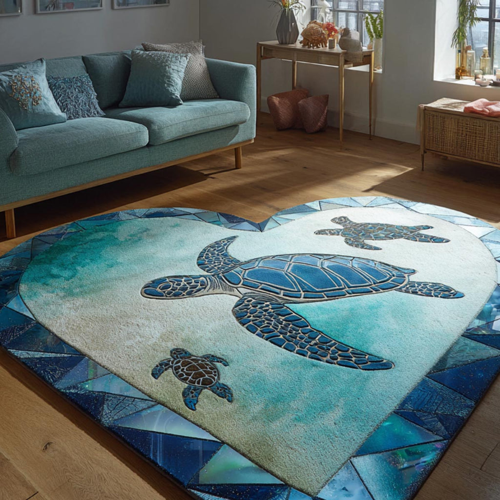 Sea Guardian Custom Shape Area Rug - Coastal Design | Die-Cut Non-Slip Rug - washable non-slip printed rug