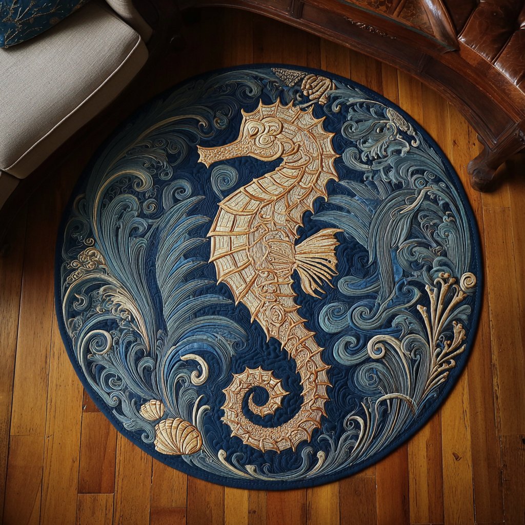 Sea Horse Magic Round Mat Rug - Cute Pet Design | Animal Printed Home Decor