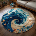 Sea Spiral Round Mat Rug - washable non-slip printed rug