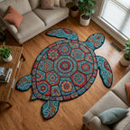 Sea Spirit Custom Shape Area Rug - Coastal Design | Die-Cut Non-Slip Rug - washable non-slip printed rug