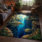 Sea Turtle area rug in a living room
