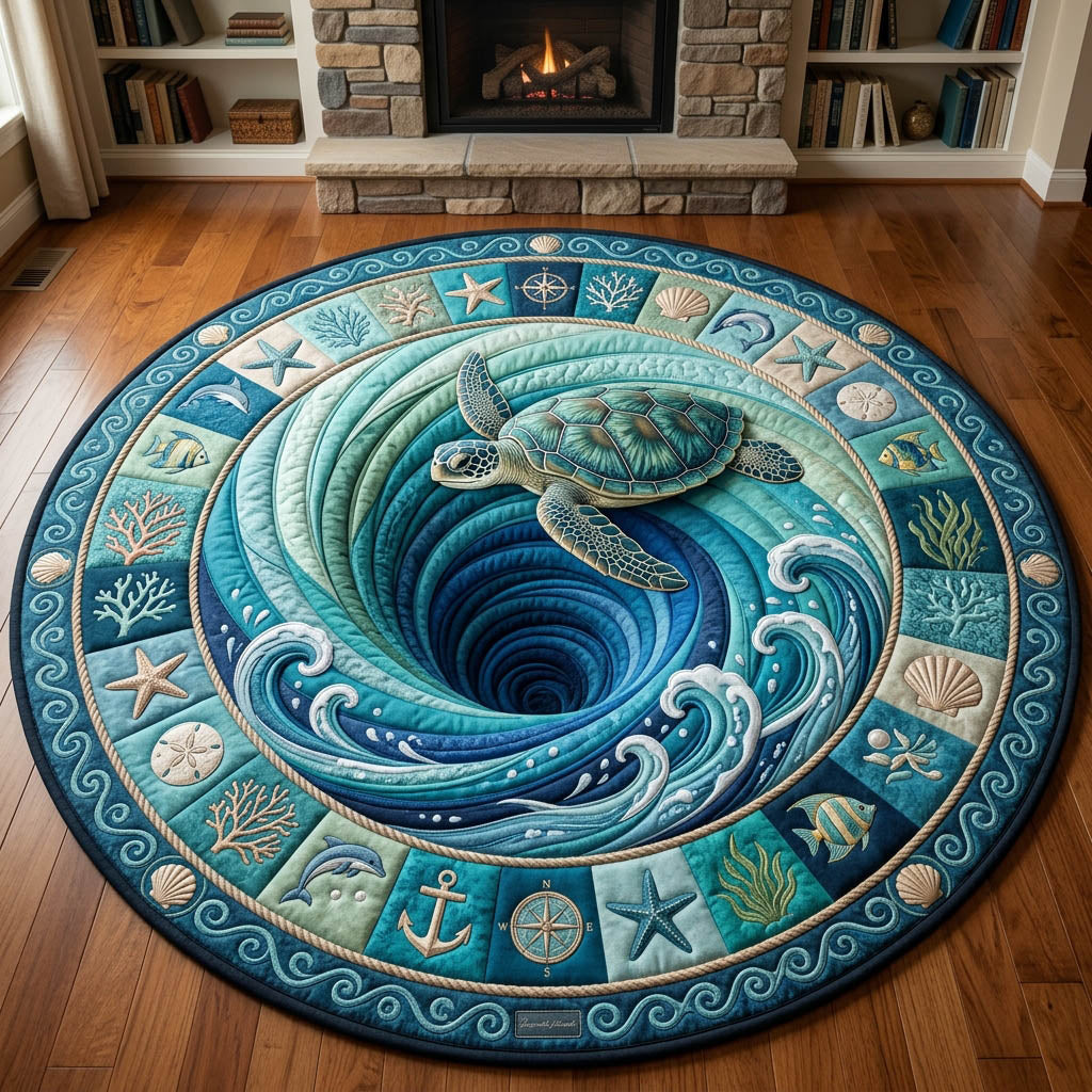 Sea Turtle Round Mat Rug