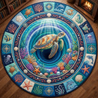 Sea Turtle Round Mat Rug - washable non-slip printed rug