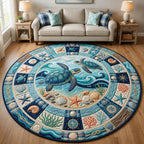 Sea Turtle Round Mat Rug - washable non-slip printed rug