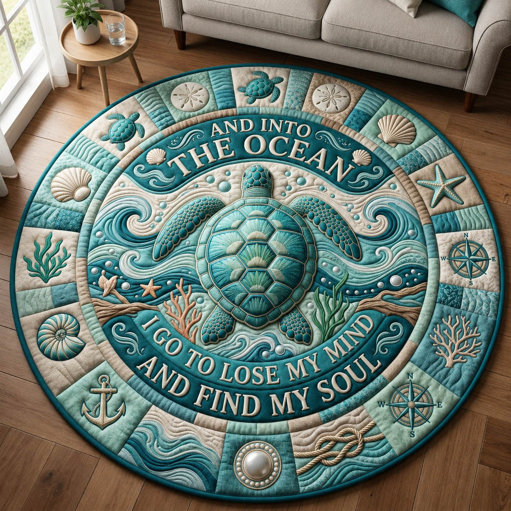 Sea Turtle Round Mat Rug - Cute Pet Design | Animal Printed Home Decor