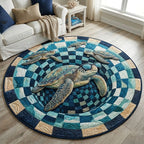 Sea Turtle Round Mat Rug - washable non-slip printed rug