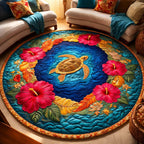Sea Turtle Round Mat Rug - washable non-slip printed rug