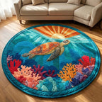 Sea Turtle Round Mat Rug - Cute Pet Design | Animal Printed Home Decor
