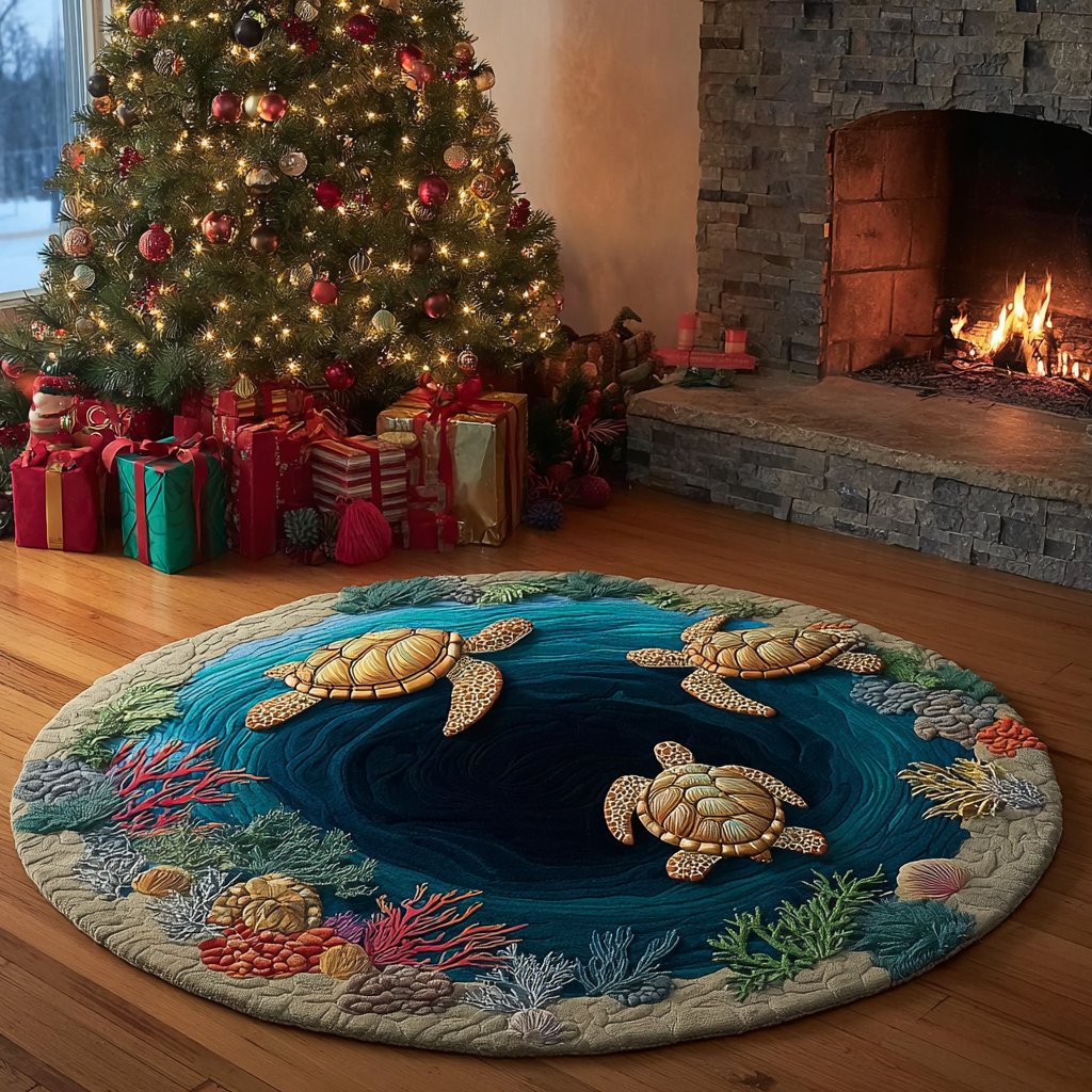 Sea Turtle Round Mat Rug - Cute Pet Design | Animal Printed Home Decor