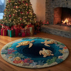 Sea Turtle Round Mat Rug - Cute Pet Design | Animal Printed Home Decor