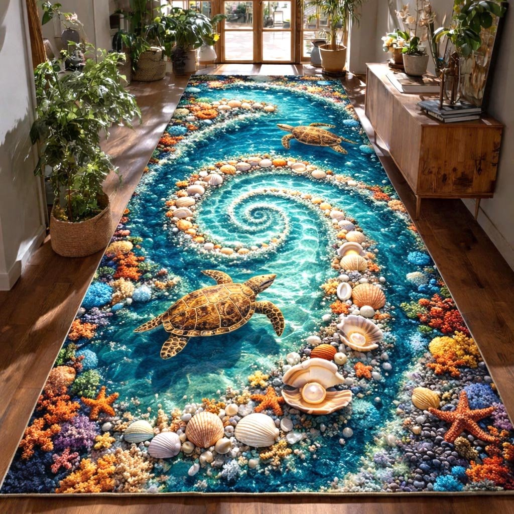 Sea Turtle Runner Rug - Cute Pet Design | Animal Printed Runner Rug