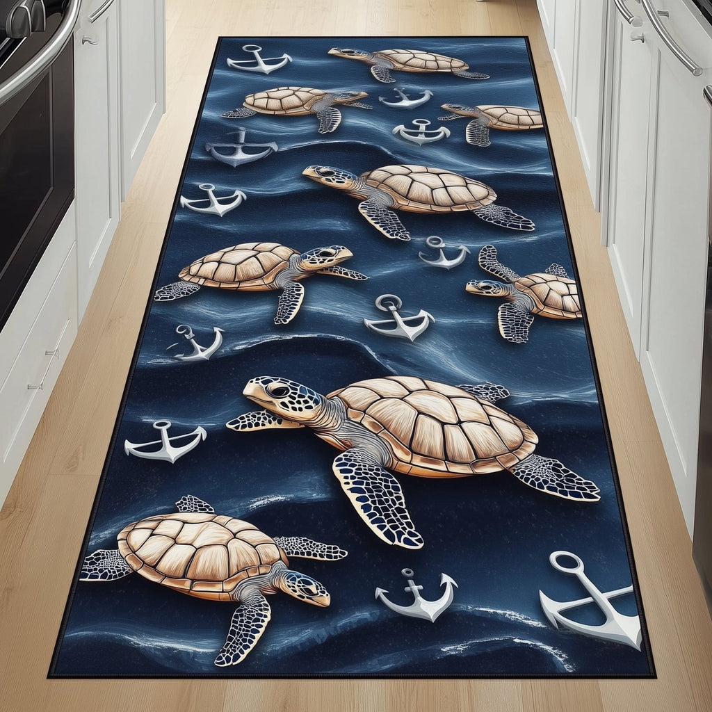Sea Turtle Runner Rug - Cute Pet Design | Animal Printed Runner Rug