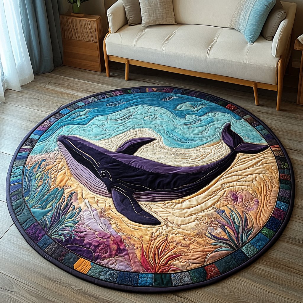 Sea Wanderer Round Mat Rug - washable non-slip printed rug
