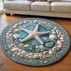 Seabreeze Whirl Round Mat Rug - washable non-slip printed rug