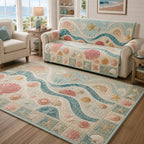 Seashell Cottage area rug in a living room