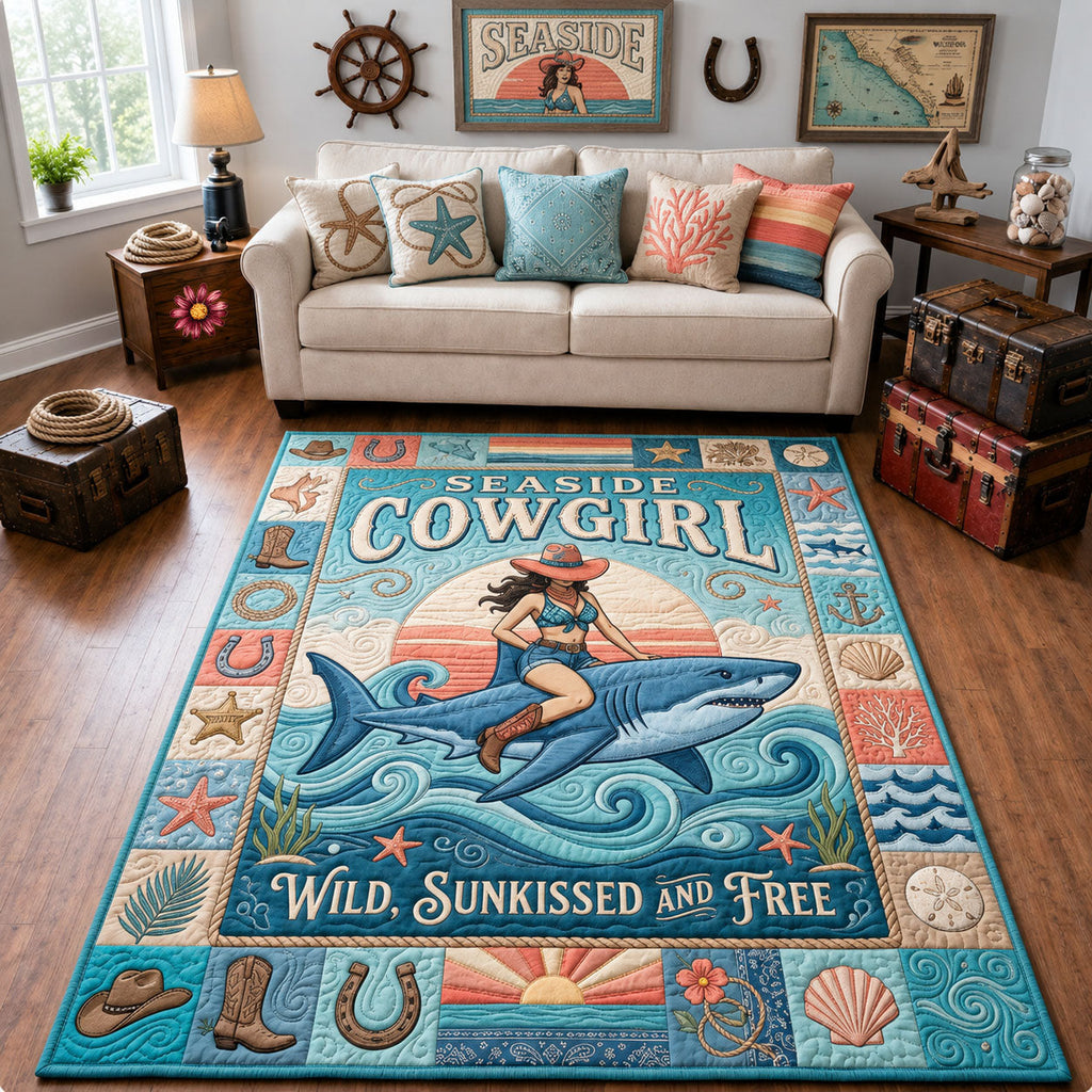 Seaside Cowgirl area rug in a living room