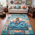 Seaside Cowgirl area rug in a living room