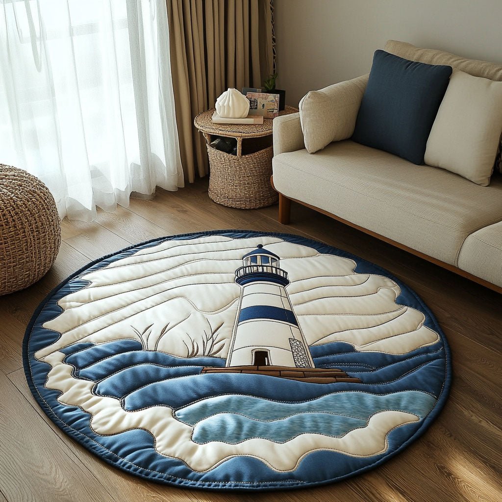 Seaside Glow Round Mat Rug - washable non-slip printed rug