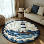 Seaside Glow Round Mat Rug - washable non-slip printed rug