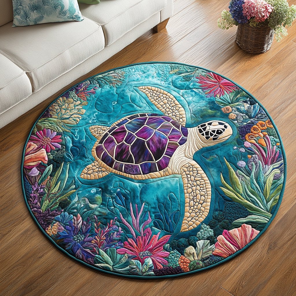 Seaside Guardian Round Mat Rug - washable non-slip printed rug