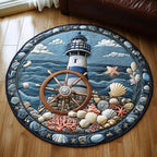 Seaside Lantern Round Mat Rug - washable non-slip printed rug