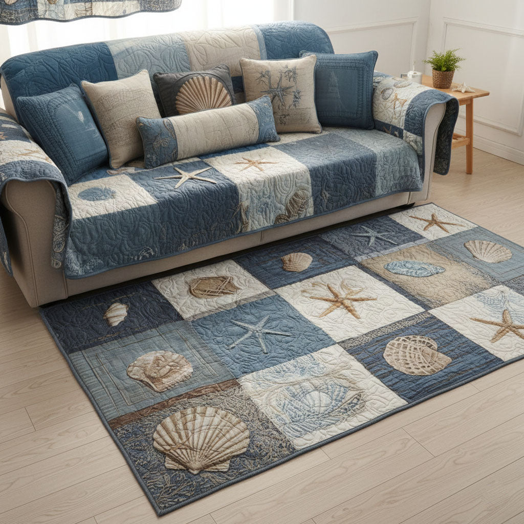 Seaside Peace area rug in a living room