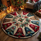 Season Bells Round Mat Rug - washable non-slip printed rug