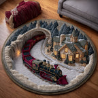 Season Track Round Mat Rug - washable non-slip printed rug