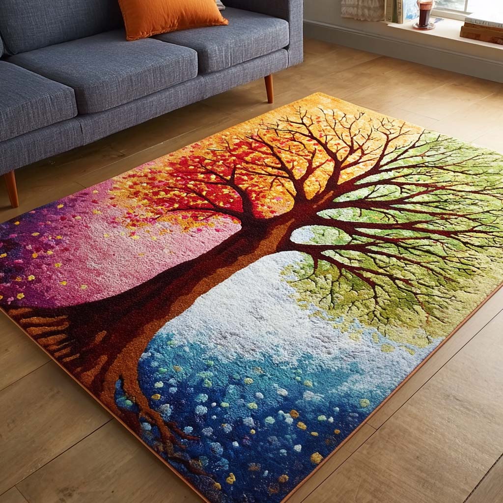 Seasonal Glow area rug in a living room