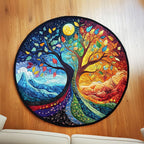 Seasons of Serenity Round Mat Rug - washable non-slip printed rug