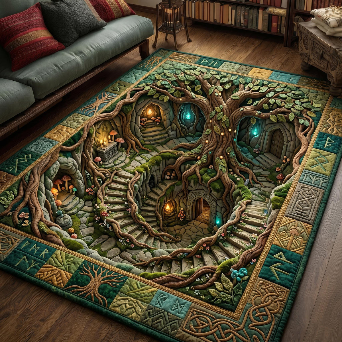 Secret Garden area rug in a living room