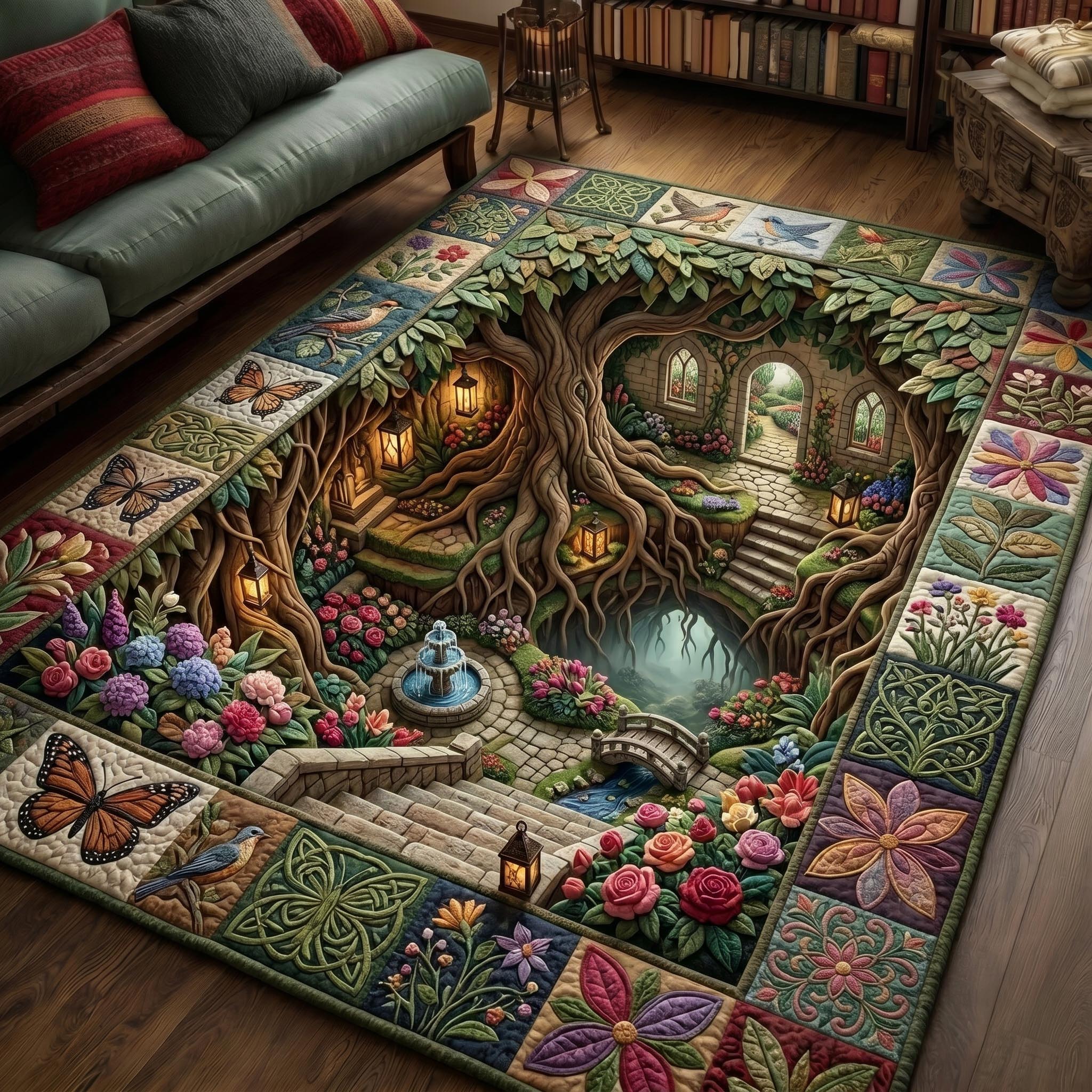 Secret Garden area rug in a living room