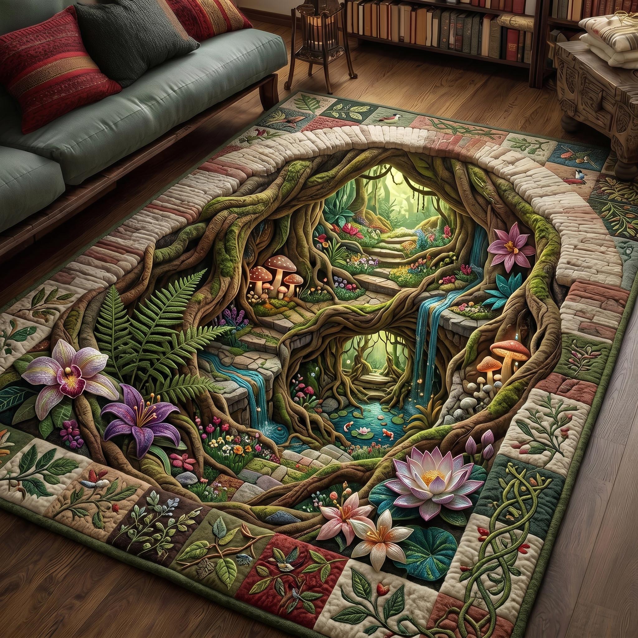Secret Garden area rug in a living room