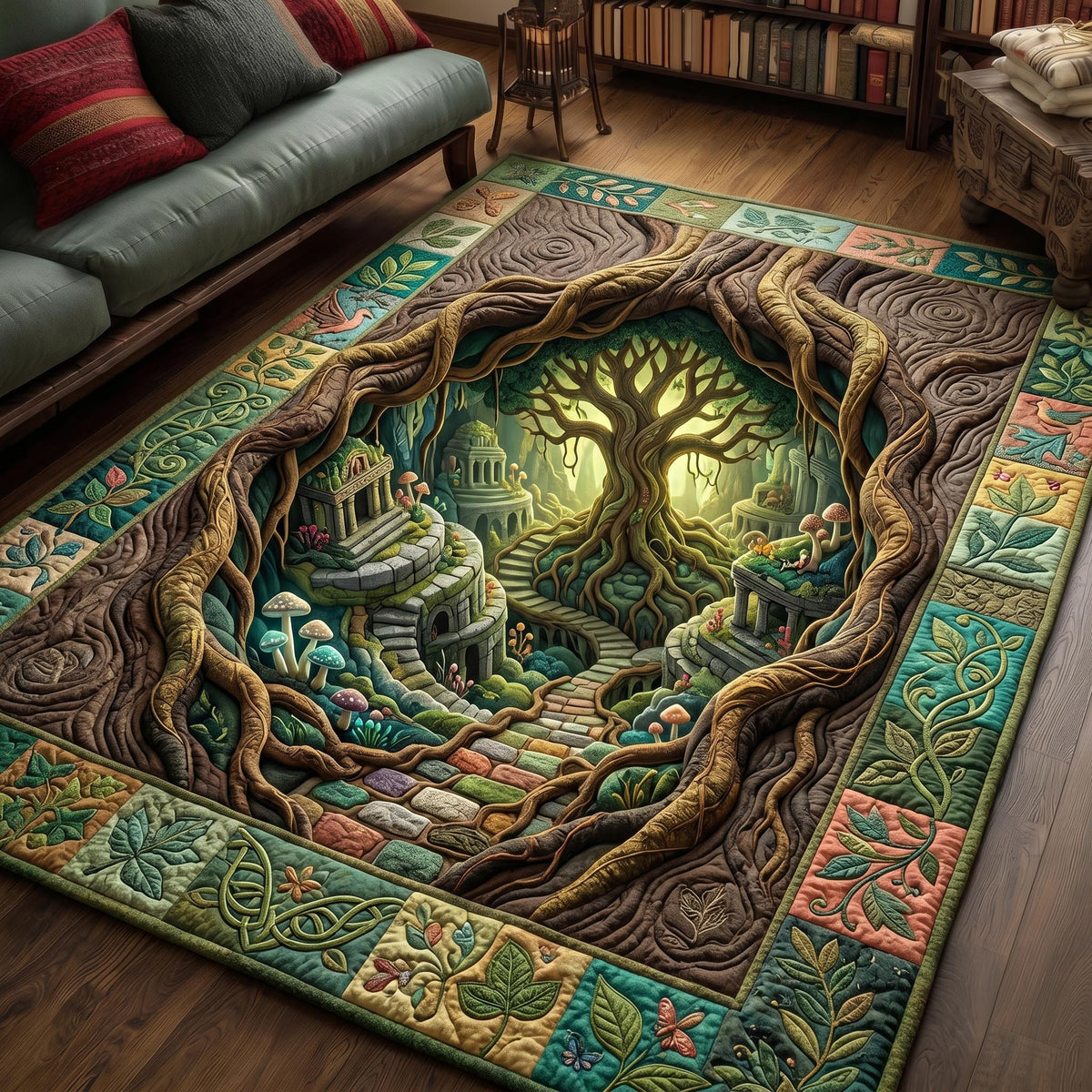 Secret Garden area rug in a living room