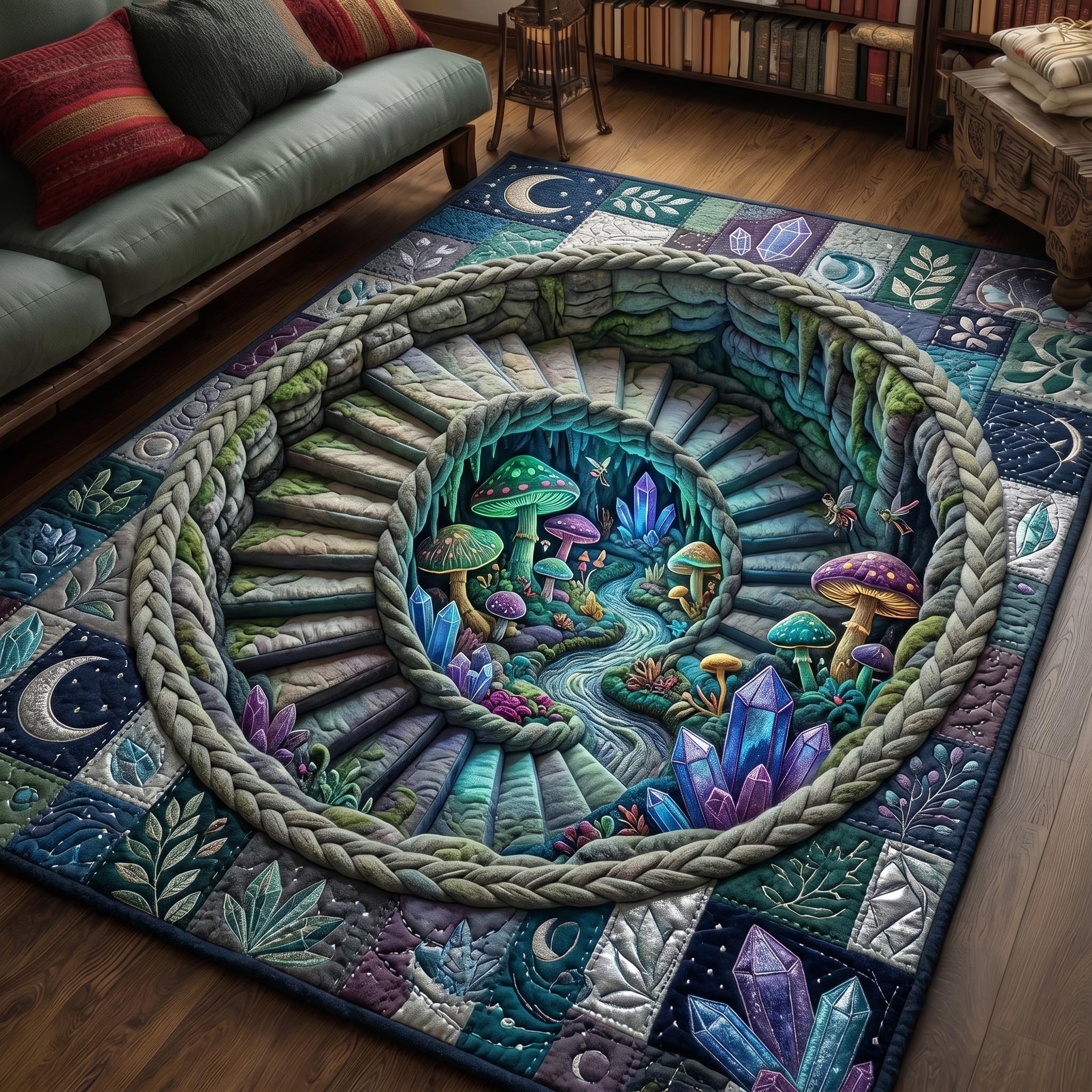 Secret Garden area rug in a living room