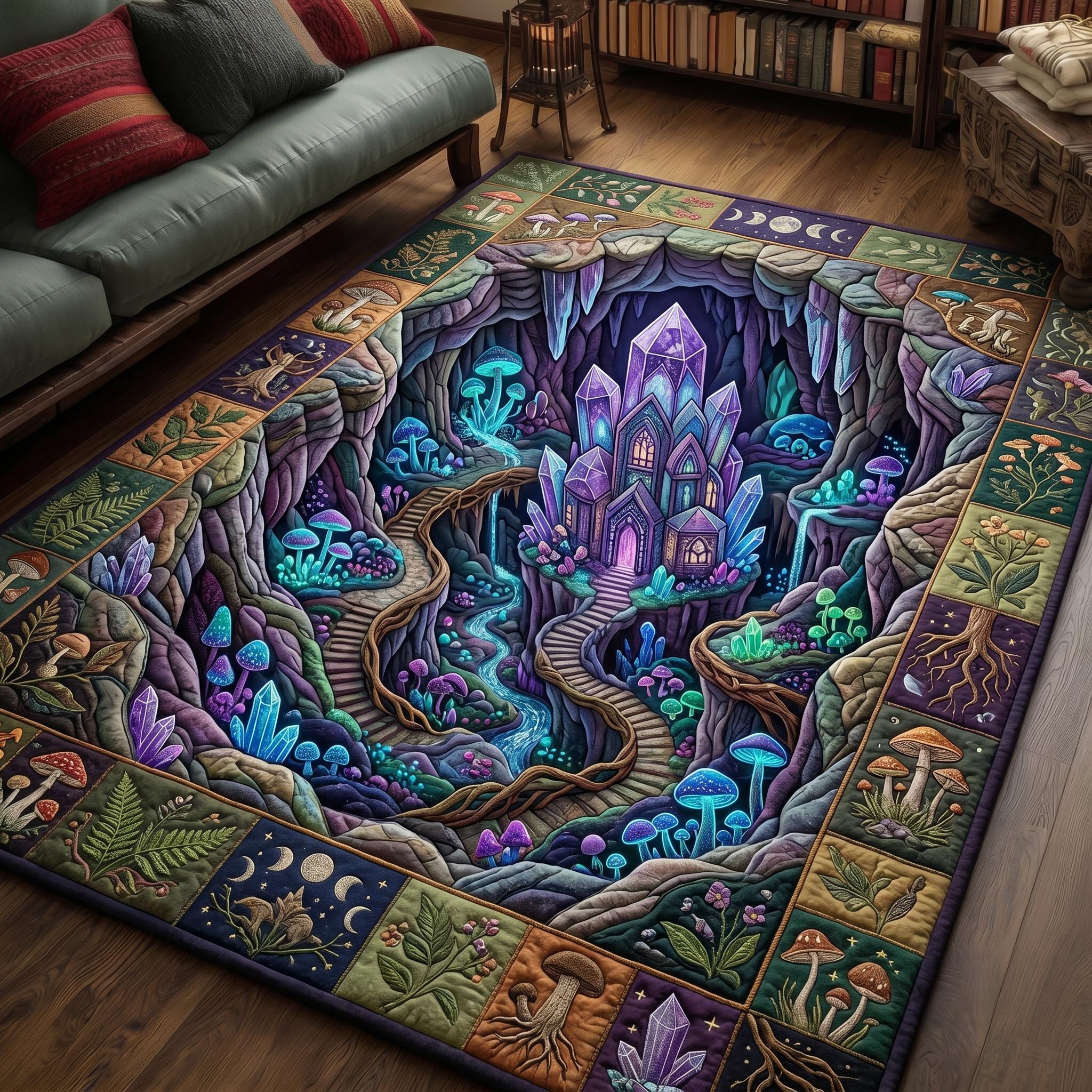 Secret Garden area rug in a living room