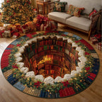 Secret Passage Round Mat Rug - washable non-slip printed rug