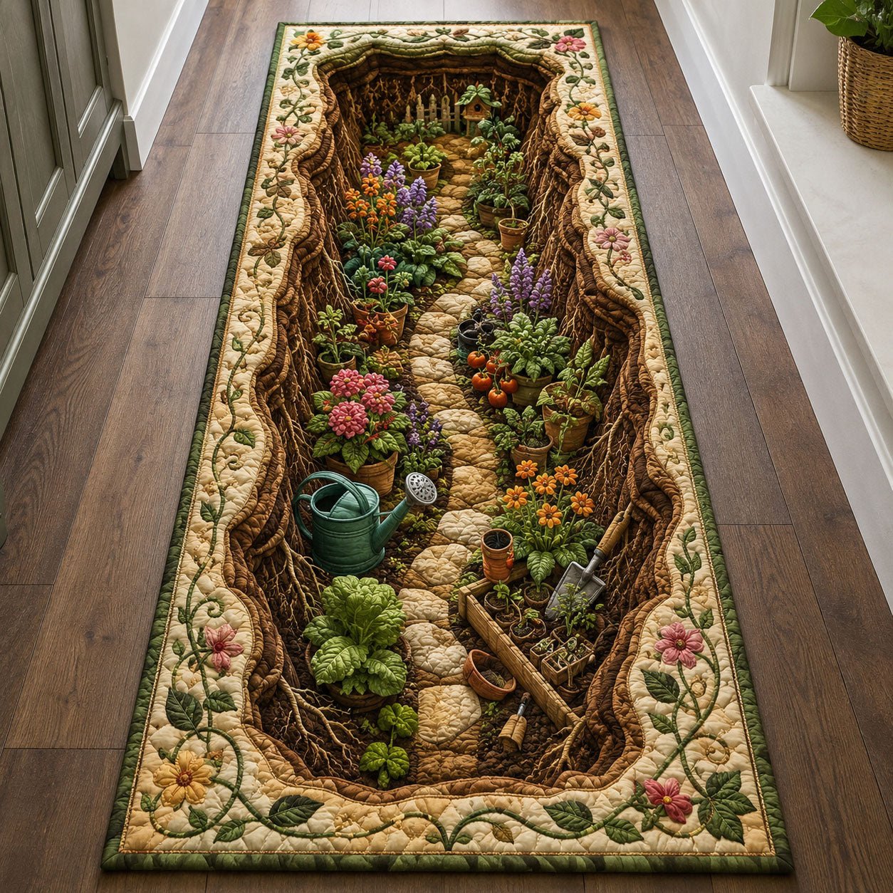 Secret Underground Garden Path Runner Rug - Nature Design | Serene Runner Rug