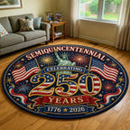 Semiquincentennial Round Mat Rug - washable non-slip printed rug