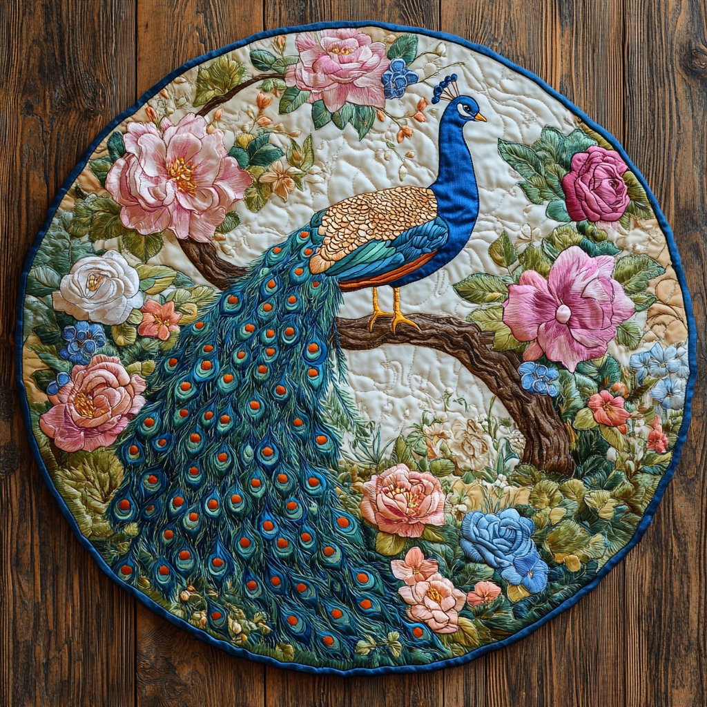 Serenade of the Peacock Round Mat Rug - Nature Design | Serene Home Decor