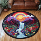 Serene Falls Round Mat Rug - washable non-slip printed rug